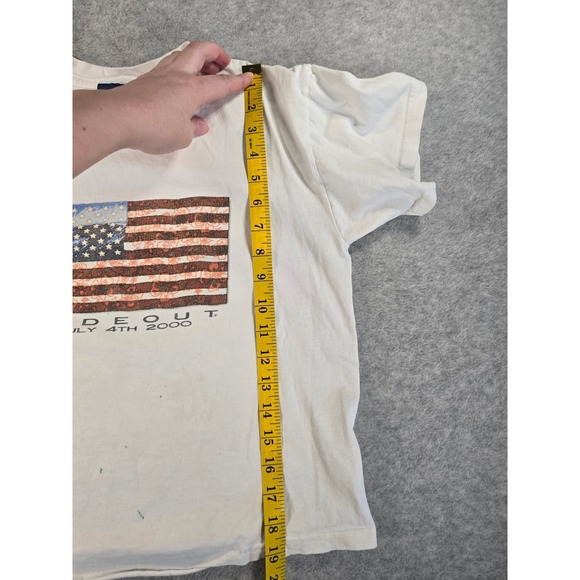 Vintage Y2K Sideout Tee White July 4th 2000 American Flag TShirt Grunge Kids Med - Picture 9 of 11